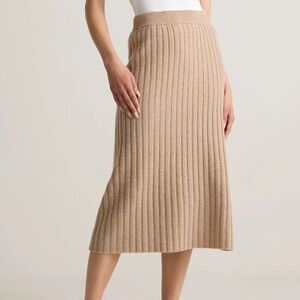Quince Tan Ribbed Cashmere Pencil Skirt